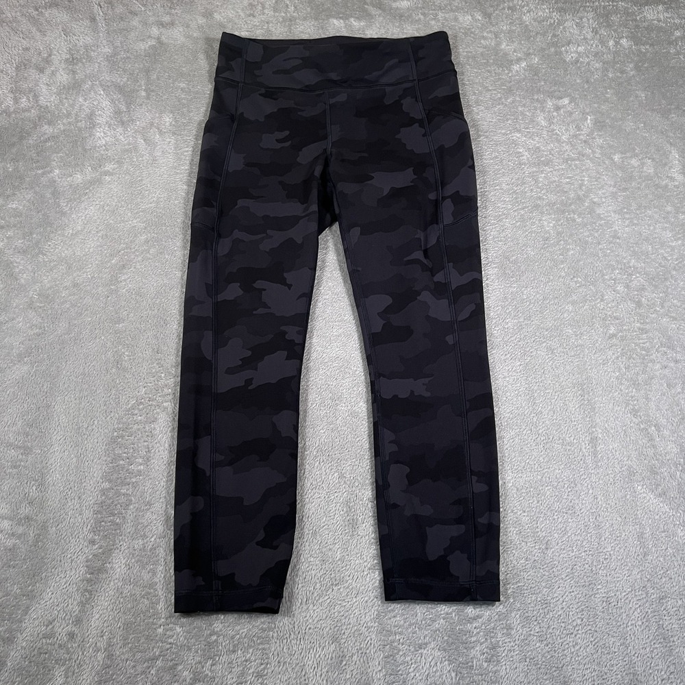 Lululemon Leggings Womens 8 Black Camo‎ Invigorate High Rise Pocket Yoga Pants